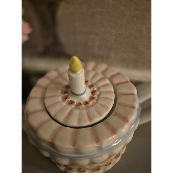 Ceramic Happy Birthday Cake Mini Tea Pot, Andrea By Sadek - Picture 2 of 9